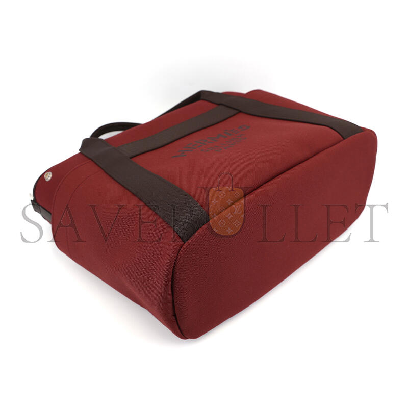 HERMÈS MASTER SAC DE PANSAGE TOTE BAG 55 IN  ROUGE H CANVAS WITH SILVER BUCKLE (48*35*27cm)